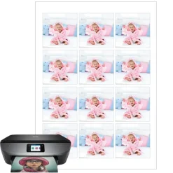 Papel de oblea grueso - 12 fotos iguales en Cuadrados de 6 cm - Impresión comestible personalizada
