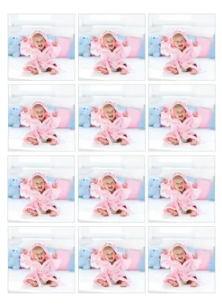 Papel de oblea grueso - 12 fotos iguales en Cuadrados de 6 cm - Impresión comestible personalizada