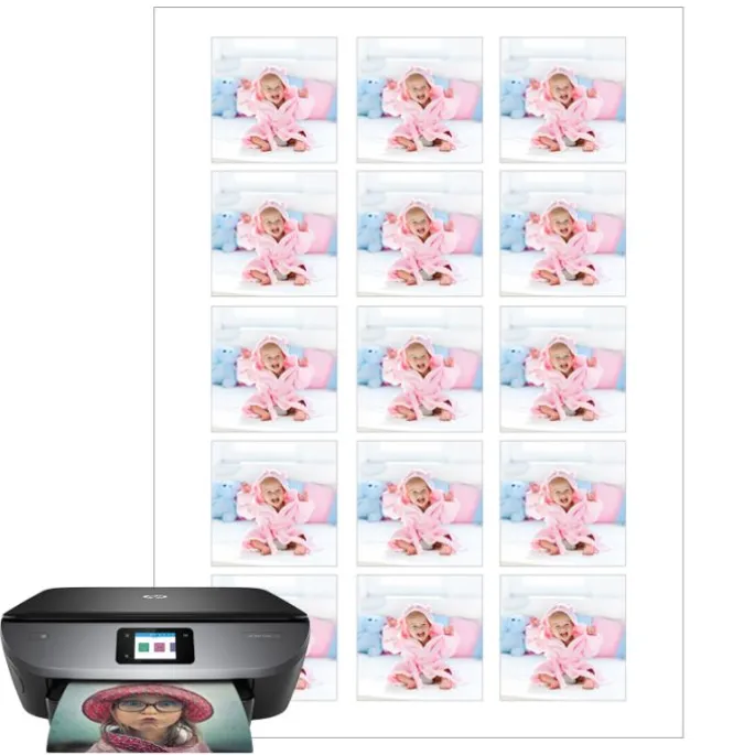 Papel de oblea grueso - 15 fotos iguales en Cuadrados de 5 cm - Impresión comestible personalizada