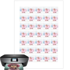 Papel de oblea grueso - 35 fotos iguales en Cuadrados de 3 cm - Impresión personalizada