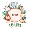 Papel de oblea - Nombre animalitos selva 20 cm - Impresión personalizada