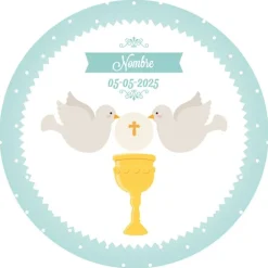 Papel de oblea - Nombre y fecha Eucaristía Comunión 20 cm - Impresión personalizada