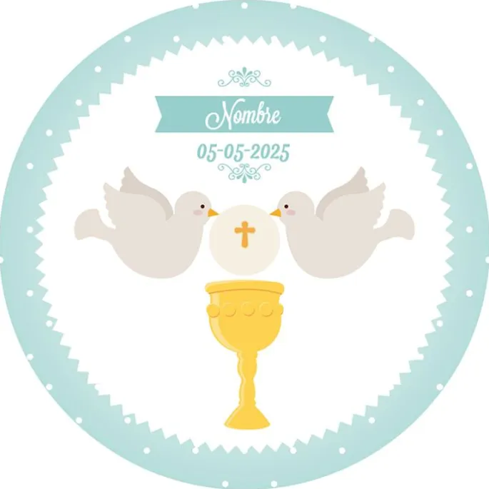 Papel de oblea - Nombre y fecha Eucaristía Comunión 20 cm - Impresión personalizada