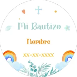 Papel de oblea - Nombre y fecha Mi Bautizo 1 - 20 cm - Impresión personalizada