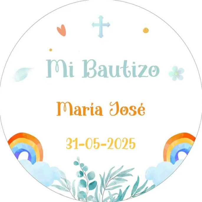 Papel de oblea - Nombre y fecha Mi Bautizo 1 - 20 cm - Impresión personalizada