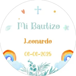 Papel de oblea - Nombre y fecha Mi Bautizo 1 - 20 cm - Impresión personalizada