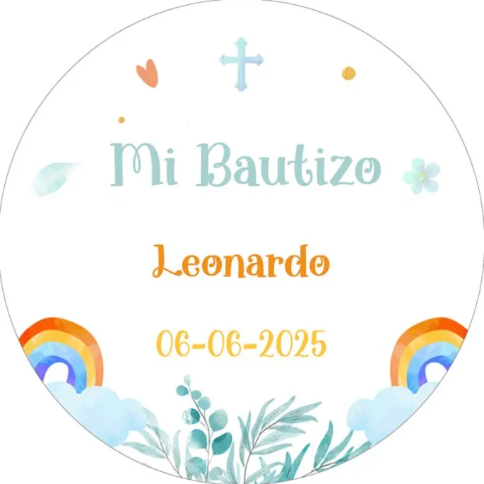 Papel de oblea - Nombre y fecha Mi Bautizo 1 - 20 cm - Impresión personalizada