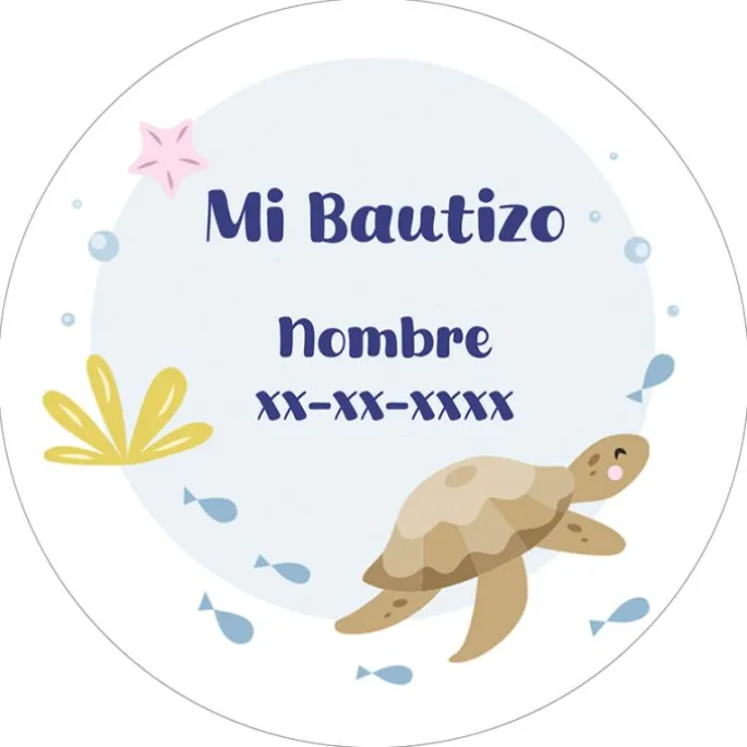 Papel de oblea - Nombre y fecha Mi Bautizo 3 - 20 cm - Impresión personalizada