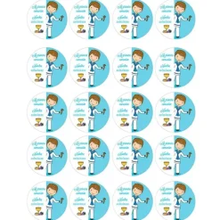 Papel multitransfer Mi primera comunión azul - 20 círculos iguales de 4,8 cm Nombre y fecha- Impresión comestible personalizada