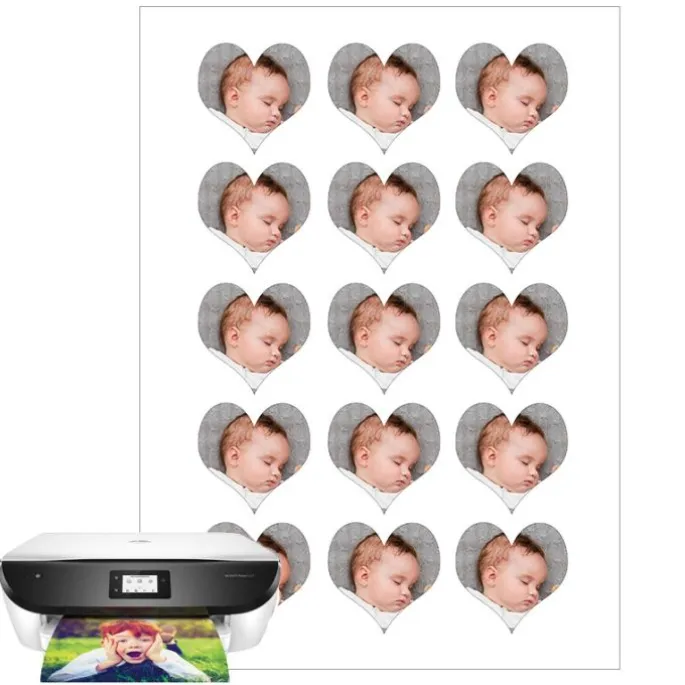 Papel multitransfer para merengues, chocolate e isomalt - 15 fotos iguales en Corazones de 5 cm - Impresión personalizada