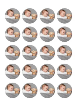 Papel multitransfer para merengues, chocolate e isomalt - 20 fotos iguales en Círculos de 4 cm - Impresión personalizada