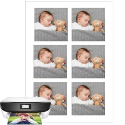 Papel multitransfer para merengues, chocolate e isomalt - 6 fotos iguales en Cuadrados de 8 cm - Impresión personalizada