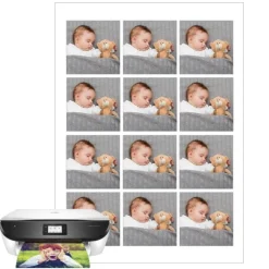 Papel multitransfer para merengues, chocolate e isomalt - 12 fotos iguales en Cuadrados de 6 cm - Impresión personalizada