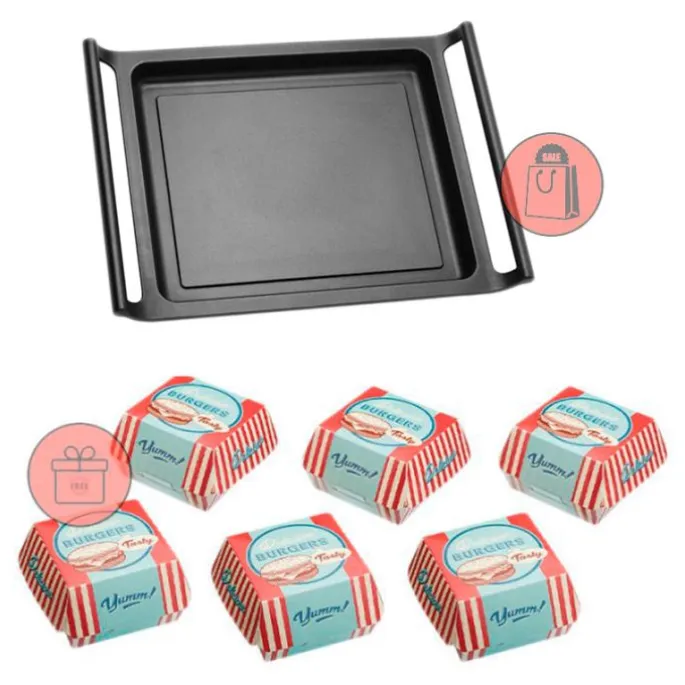 Parrilla lisa antiadherente Efficient con asas 43 cm - Aluminio fundido - BRA + REGALO cajas hamburguesas