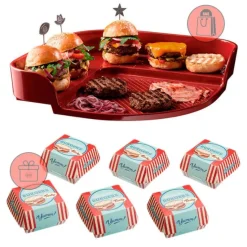 Parrilla para hamburguesas roja 38 cm - Cerámica - Emile Henry + REGALO cajas