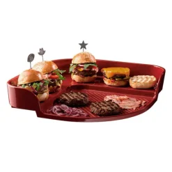 Parrilla para hamburguesas roja 38 cm - Cerámica - Emile Henry + REGALO cajas