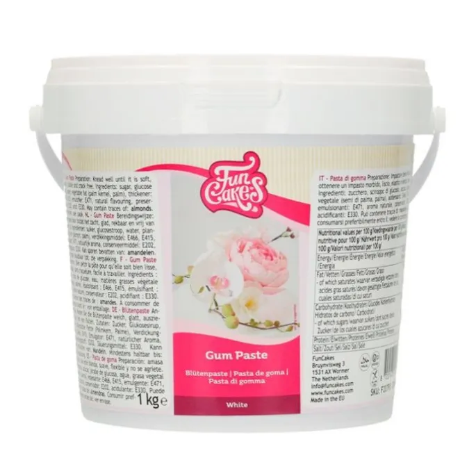 Pasta de goma blanca 1 kg - Sin gluten - Funcakes
