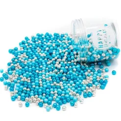 Perlas azules y plateadas metalizadas Fancy Choco Dragées 80 g - Happy Sprinkles