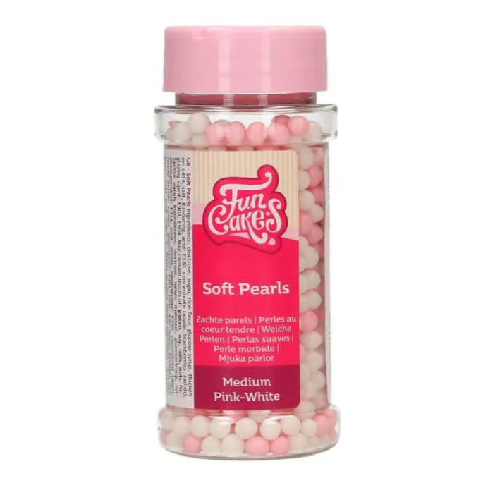 Perlas de azúcar blancas y rosas 60 g - Funcakes