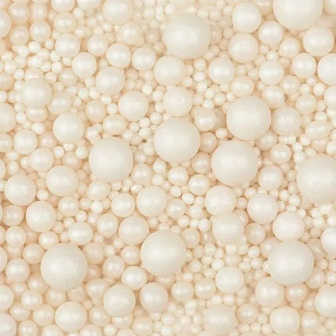 Perlas de azúcar varios tamaños blancas 100 g - Sin gluten - Modecor