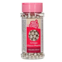 Perlas de chocolate crujiente plata metalizado 60 g - Funcakes