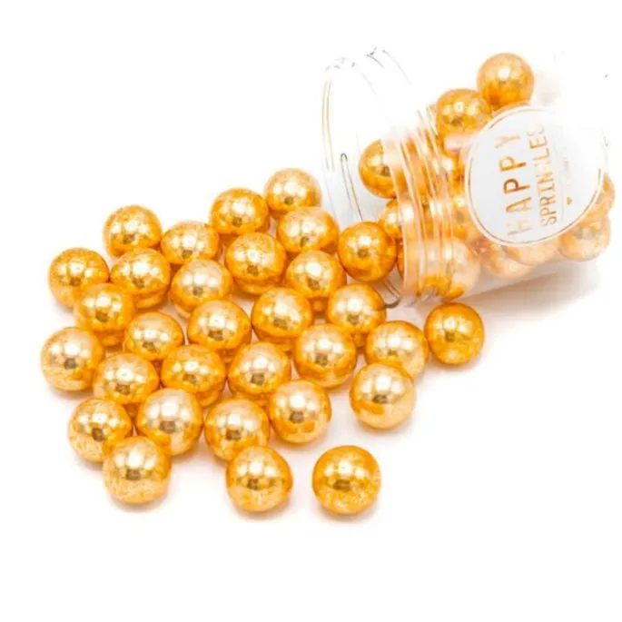 Perlas de chocolate doradas Vintage Gold Choco Crunch XXL 130 g - Happy Sprinkles