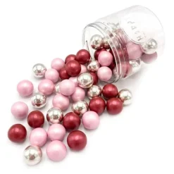 Perlas de chocolate rojas, rosas y plateadas XOXO XXL 130 g - Happy Sprinkles
