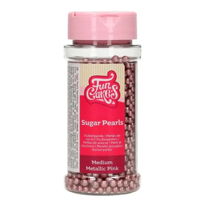Perlas rosas metalizadas 80 g - Funcakes