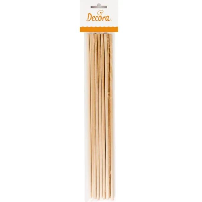 Pilares de madera para tartas - palitos para algodón de azúcar (12) - Decora