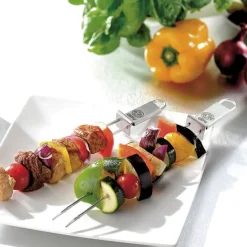 Pinchos dobles para brochetas de barbacoa con rascador Twinco 23 cm (2) - Acero inoxidable - Gefu