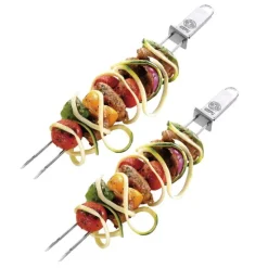 Pinchos dobles para brochetas de barbacoa con rascador Twinco 23 cm (2) - Acero inoxidable - Gefu