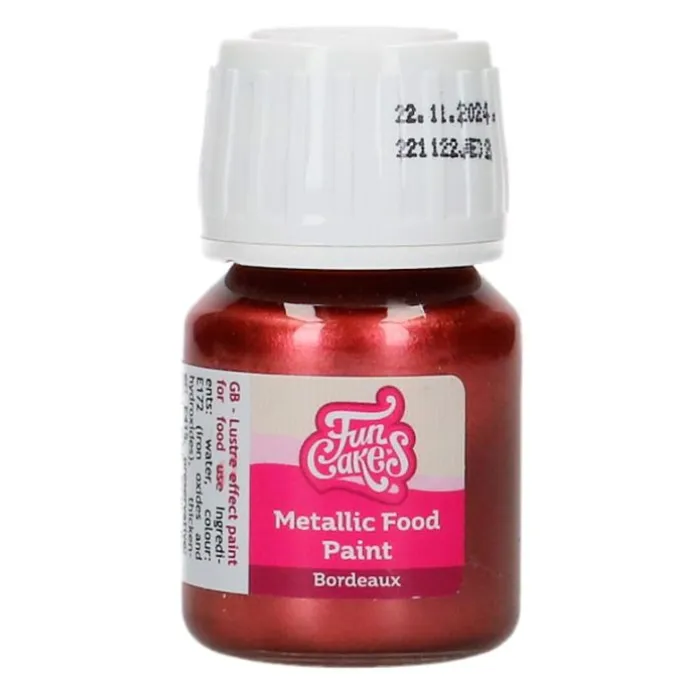 Pintura comestible metalizada burdeos 30 ml - Funcakes