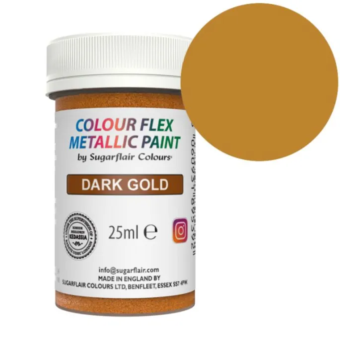 Pintura comestible metalizada oro oscuro 25 ml - Sugarflair
