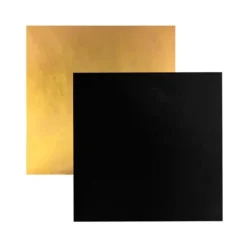 Plato cuadrado negro y dorado 20 cm - Pastkolor