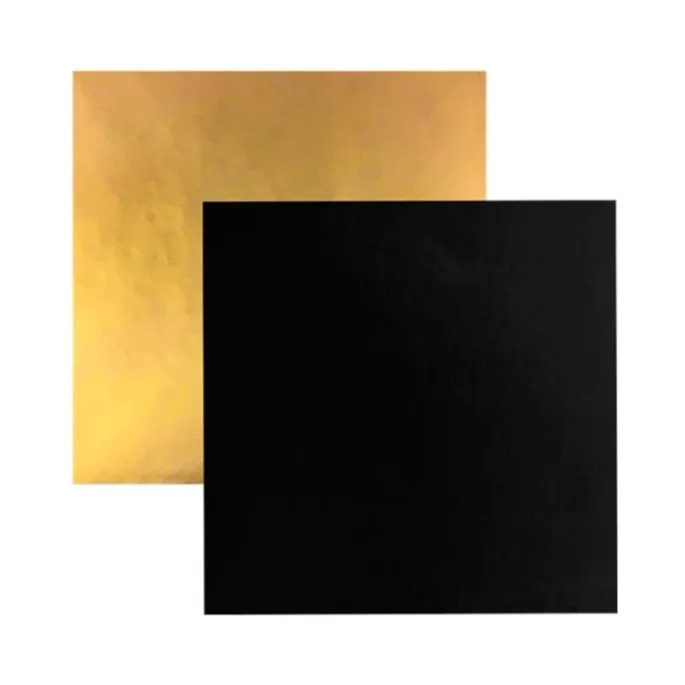Plato cuadrado negro y dorado 20 cm - Pastkolor