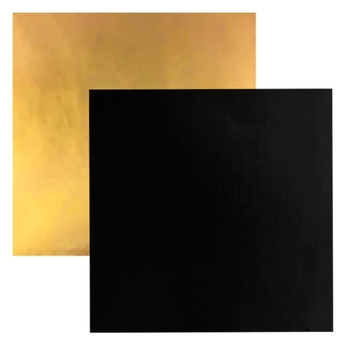 Plato cuadrado negro y dorado 30 cm - Pastkolor