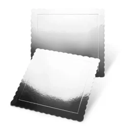 Plato cuadrado ondulado plateado efecto espejo 30 cm - Pastkolor