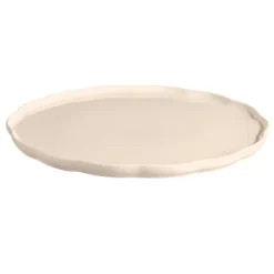 Plato de cerámica grande con bordes ondulados crema 31,5 cm - Emile Henry