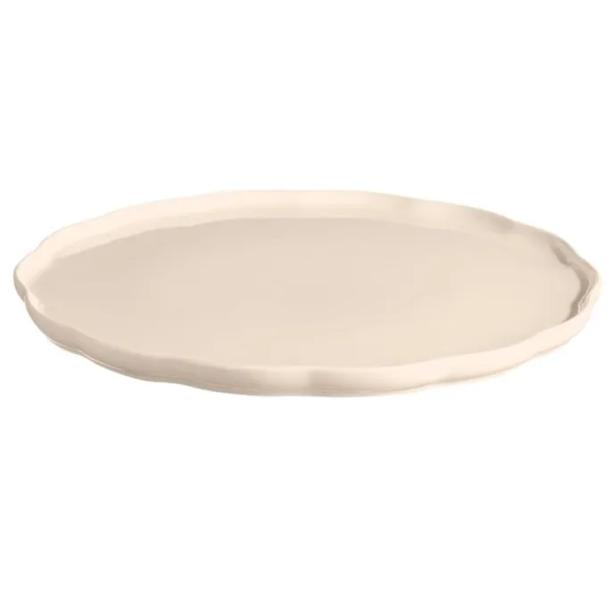 Plato de cerámica grande con bordes ondulados crema 31,5 cm - Emile Henry