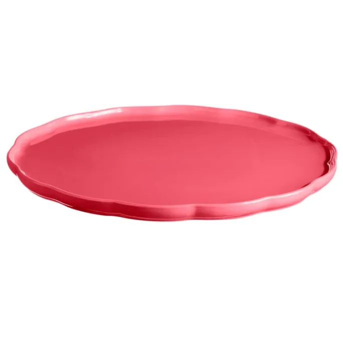 Plato de cerámica grande con bordes ondulados rosa 31,5 cm - Emile Henry