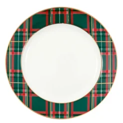 Plato de cerámica para postre Dagmar Check Green 20,5 cm - GreenGate