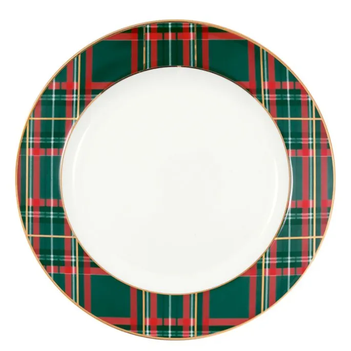 Plato de cerámica para postre Dagmar Check Green 20,5 cm - GreenGate