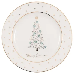 Plato de cerámica para postre Lucie Xmas White 20,5 cm - GreenGate