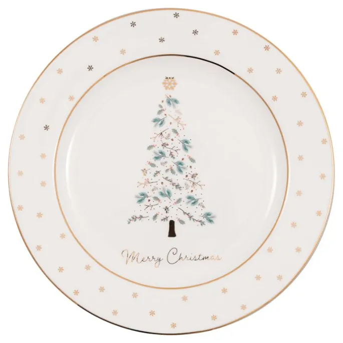 Plato de cerámica para postre Lucie Xmas White 20,5 cm - GreenGate
