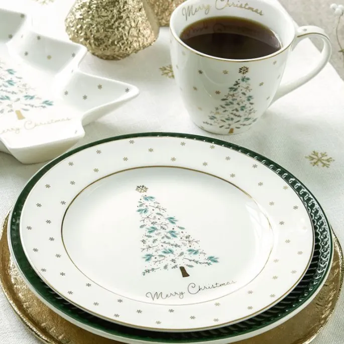 Plato de cerámica para postre Lucie Xmas White 20,5 cm - GreenGate