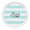 Plato de cerámica rayas verde menta Love 18 cm - Miss Étoile