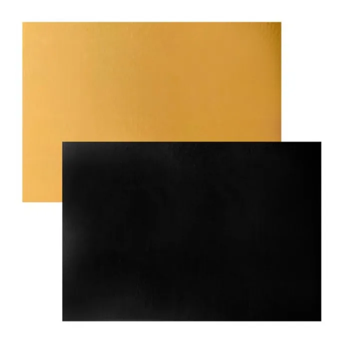 Plato rectangular negro y dorado 30 x 25 cm - Pastkolor