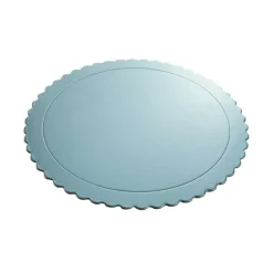 Plato redondo ondulado azul bebé metalizado 25 cm
