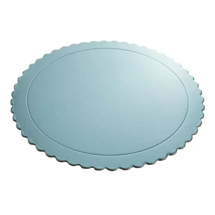 Plato redondo ondulado azul bebé metalizado 30 cm