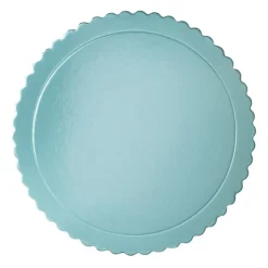 Plato redondo ondulado azul bebé metalizado 30 cm